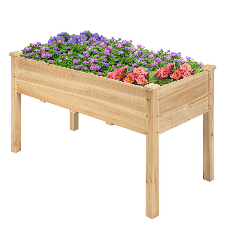 Wooden Raised Vegetable Garden Bed Elevated Grow Vegetable Planter Doba